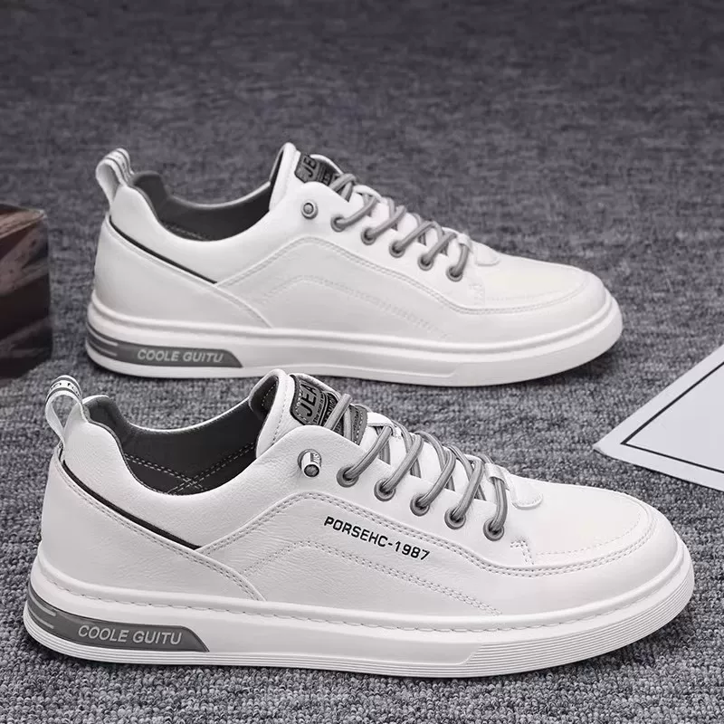 Demi-season footwear, men's sneakers for leather shoes, sports shoes, sports white shoes, 2023 collection, for import