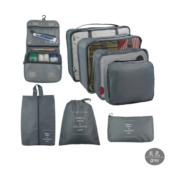 8-piece toiletry bag set gray