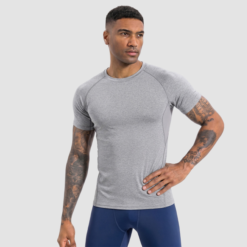 Fábrica de ropa Haolin personalizada ropa de fitness negra para hombres camisetas deportivas de manga corta al aire libre