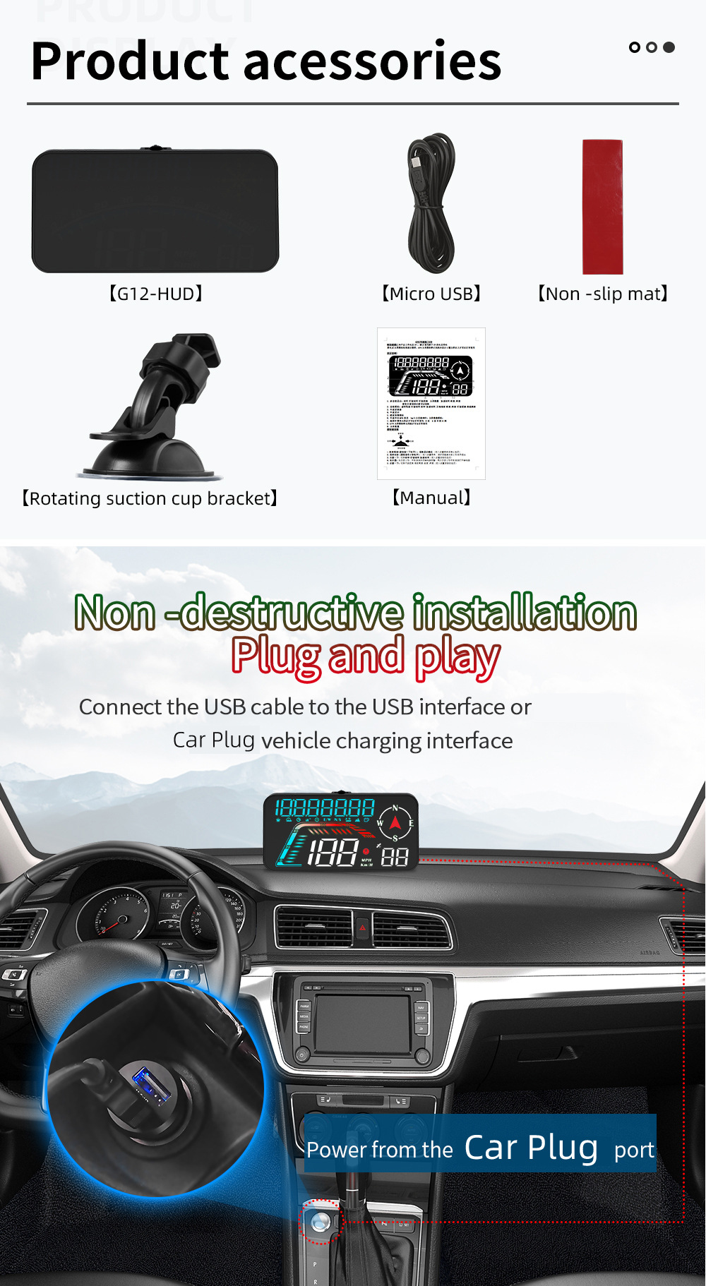 Universal Car HUD Head-Up Display, Beidou GPS Car Driving Direction and Time Display, New Cross-Border Model