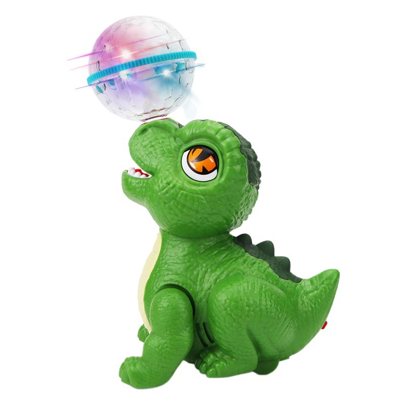 Tiktok mismo truco eléctrico giratorio bola superior Tyrannosaurus música ligera juguete de juguete para niños juguete al por mayor