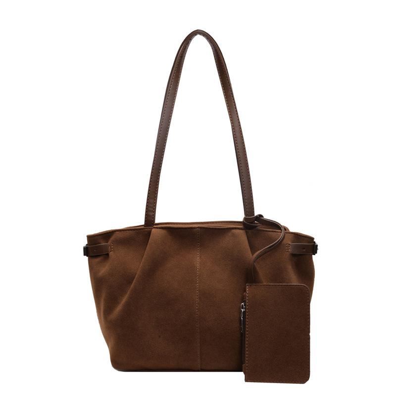 Cross-Border Korean Style Niche Large Capacity Tote Bag For Women 2026 New Season Suede Casual Commuter Handbag Shoulder Bag - Thumbnail 8
