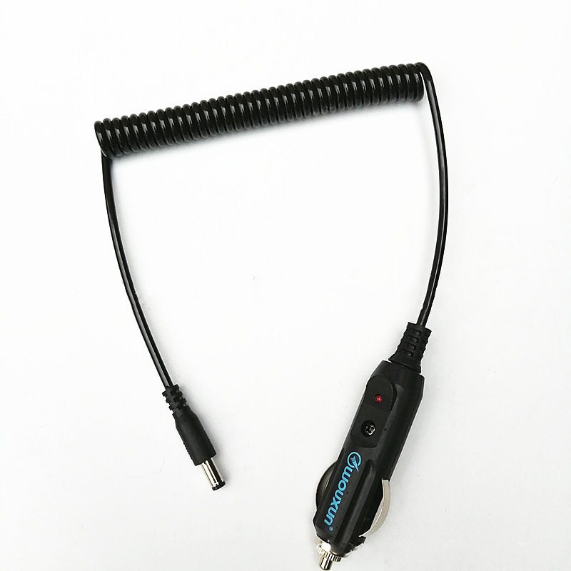 5521DC电源线 美式点烟器车载DC插头PU亮面弹簧线 DC螺旋线弹弓线