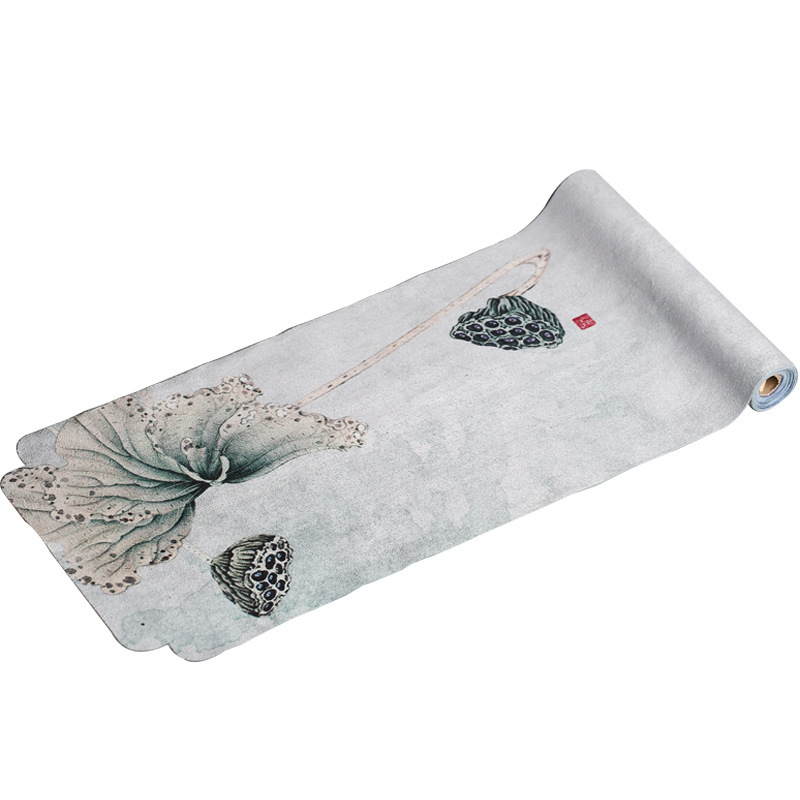 Zen impermeable pintado a mano estera de té de algodón de lino corredor de mesa estera de té cortina mantel de té chino ceremonia del té juego de té accesorios toalla de té seca
