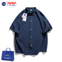 NFT NASA旗舰店短袖衬衫男夏季痞帅潮牌纯色冰丝宽松休闲半袖