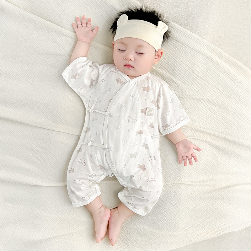Baby Jumper de verano bebé delgado monje de manga corta para salir con ropa de verano para niños pequeños pijamas ropa de recién nacidos