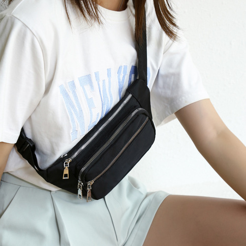 Wholesale new sports waist bag, outdoor casual crossbody bag, fashionable chest bag for women, simple large capacity mobile phone bag