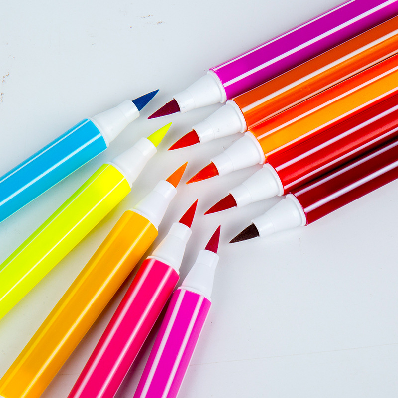Pluma de acuarela lavable para niños sello de pincel de pintura multicolor pluma de acuarela cabeza suave material de dibujo de Arte de estudiante pluma de dibujo de graffiti