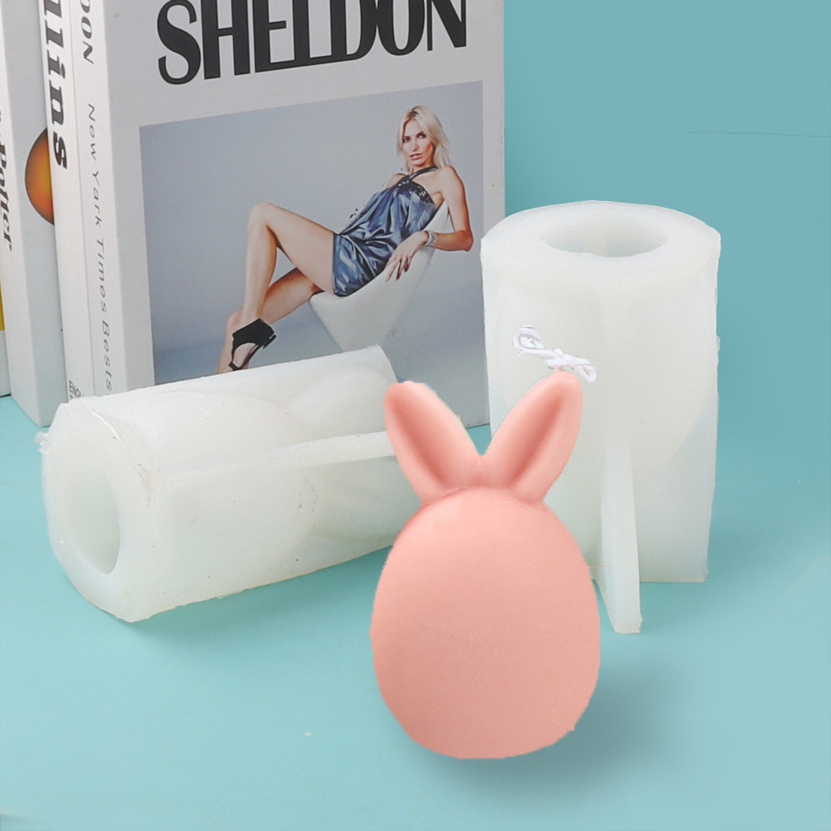 Pascua conejo vela molde de silicona DIY hecho a mano conejo aromaterapia vela yeso fragancia molde de silicona