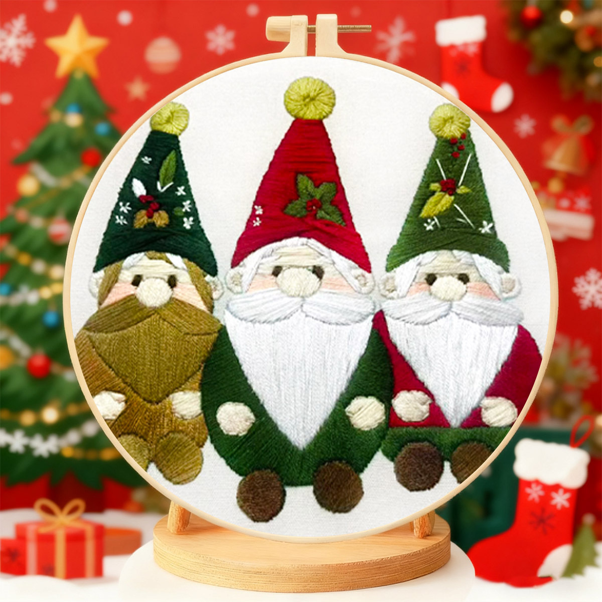 Explosiones transfronterizas de regalos de Navidad decoraciones de Navidad serie tres algodón de alta calidad bordado material manual paquete al por mayor