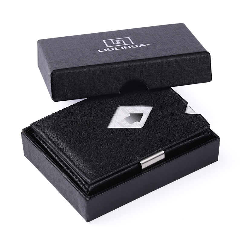 2022LLH商务钱包轻薄黑色钱包男款三折钱包卡夹零钱包exentri同款