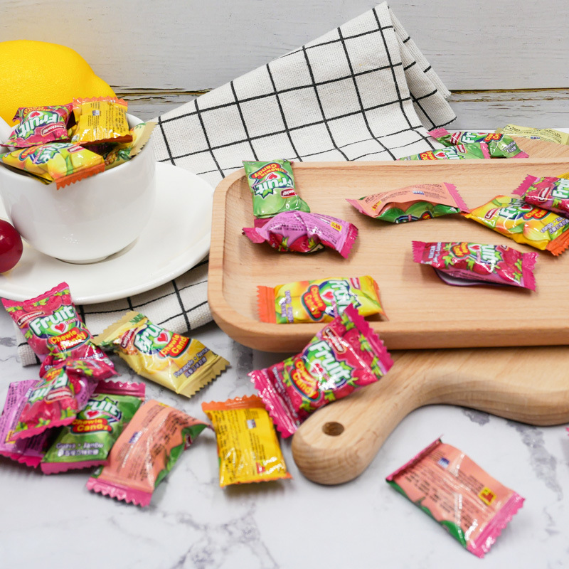 Malaysia imported London WF brand mixed fruit flavored soft candies in individual small packages, New Year candies and snacks