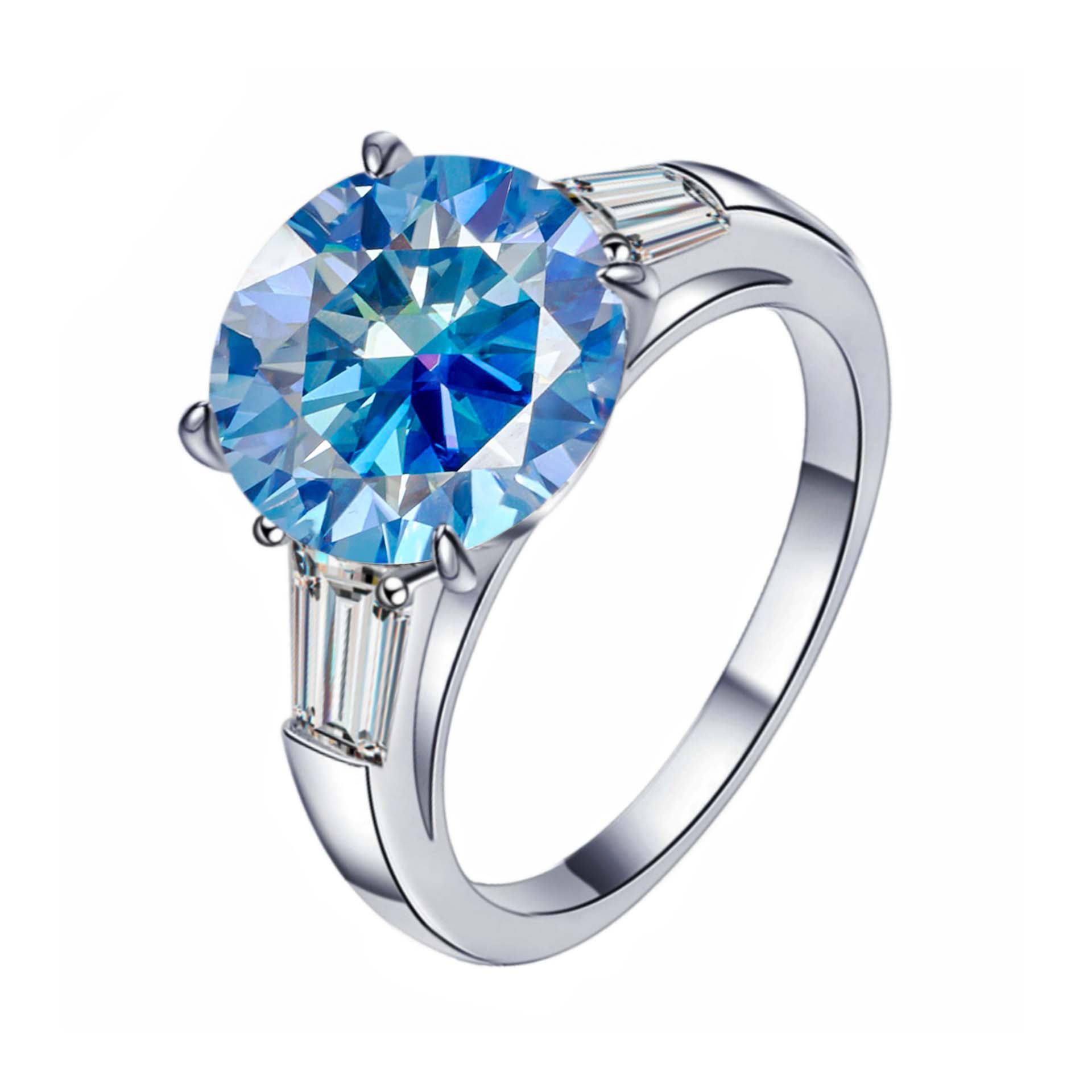 S925 plata esterlina de 5 quilates anillo de piedra de moissan, anillo de compromiso elegante de alta calidad