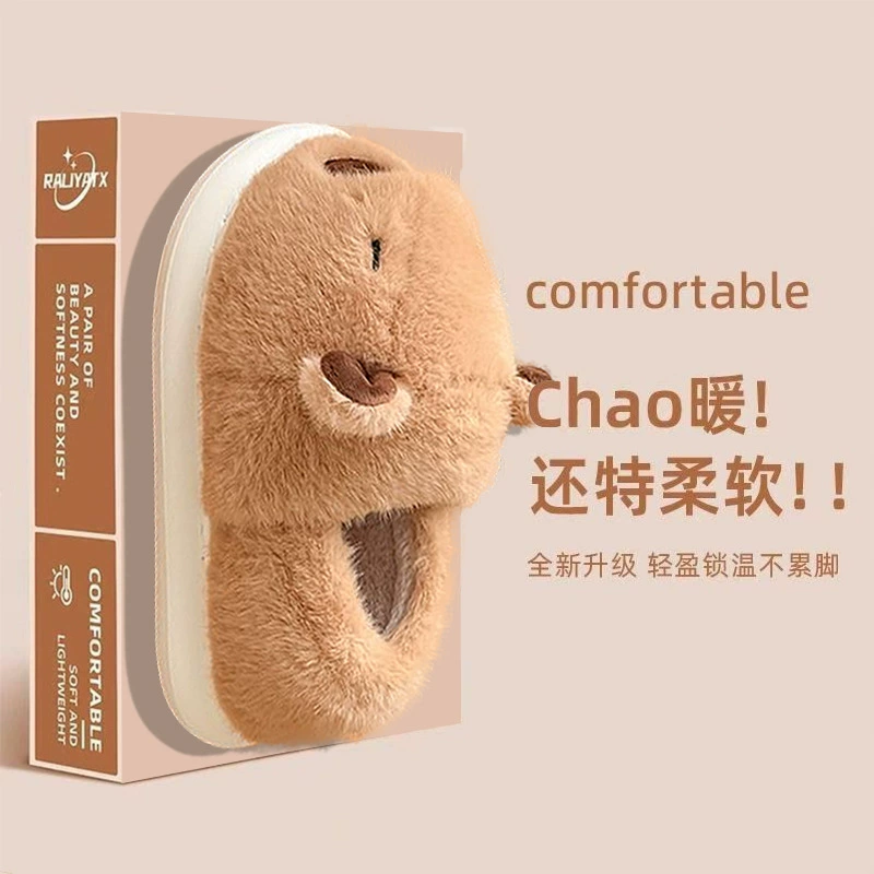 Кабара волосы и тапочки Женщины в толстом низе комнатные тёплые Baotou cotton slippers Cross-border wholesale