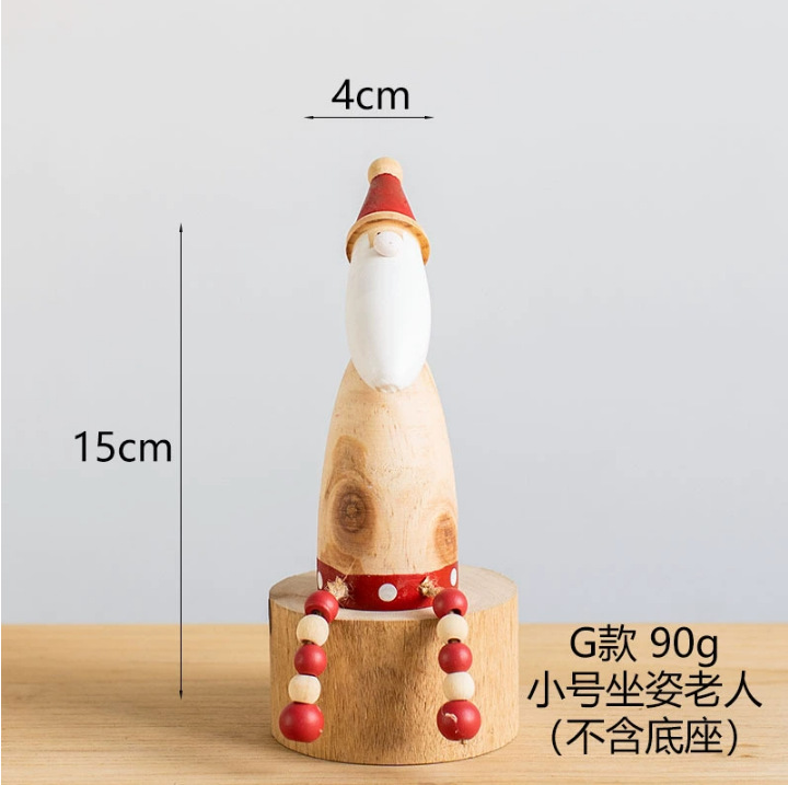 圣诞节装饰复古木质圣诞麋鹿雪人桌面摆件场景布置道具|undefined