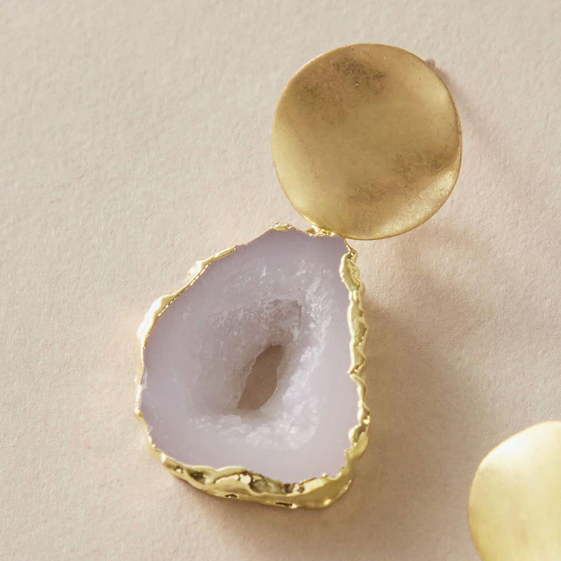 fashion imitation natural stone alloy irregular earrings