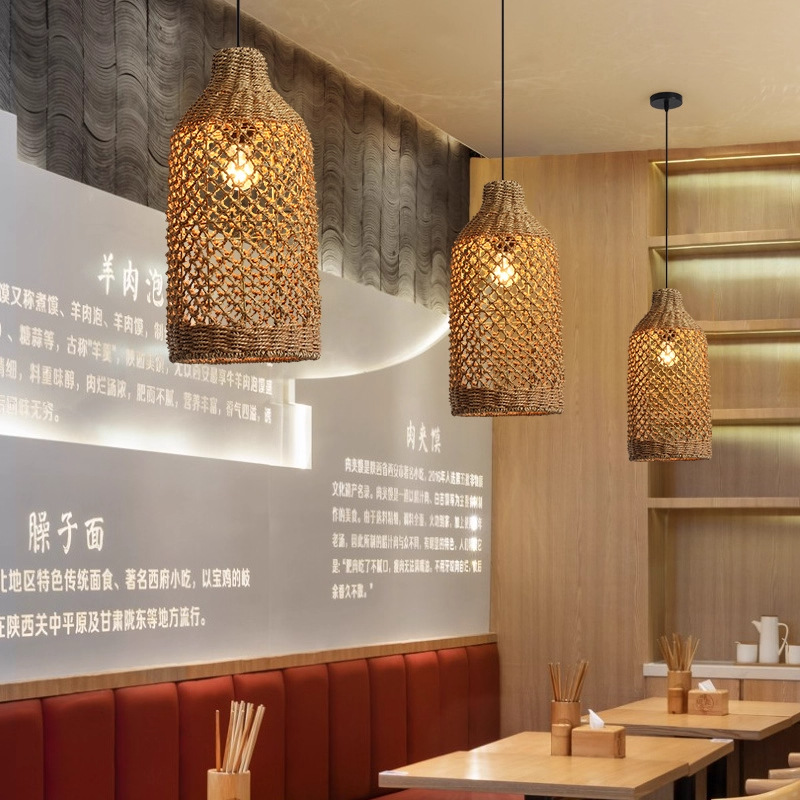 Retro lámpara de restaurante Residence sala de té atmósfera balcón silencioso mesa de comedor de arte de vid de viento estilo chino Zen estilo japonés lámpara de dormitorio