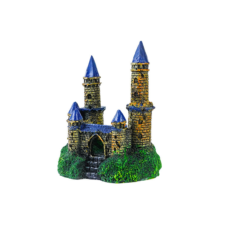 Venta caliente villa de estilo europeo micro paisaje pequeños adornos decorativos resina artesanía paisajismo de la casa cuento de hadas castillo de aguja