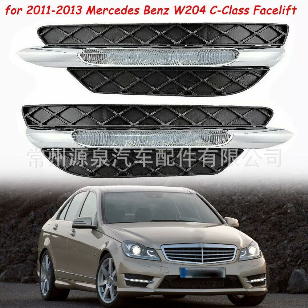 Применимо к 11-13 Mercedes-Benz W204 C-Class передний бампер противотуманные фары отделка рамки светодиодные противотуманные фары Дневные ходовые огни
