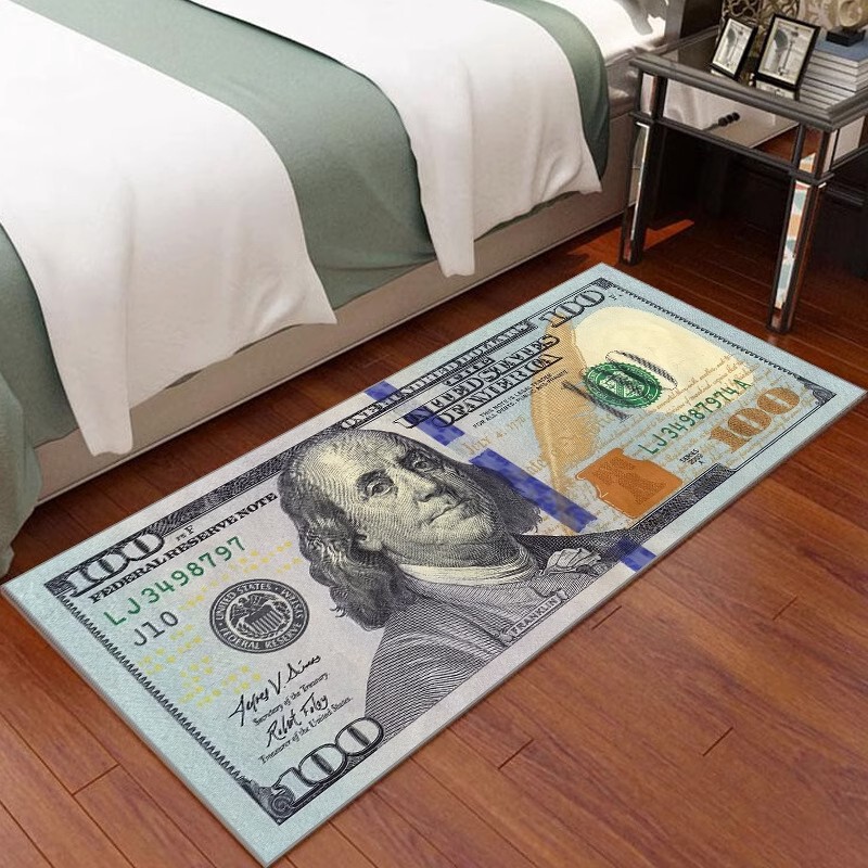 Cross-Border New Dollar Creative Banknote Floor Mat for Home Kitchen Entrance Door Bathroom Stain-Resistant and Non-Slip Ready Stock
