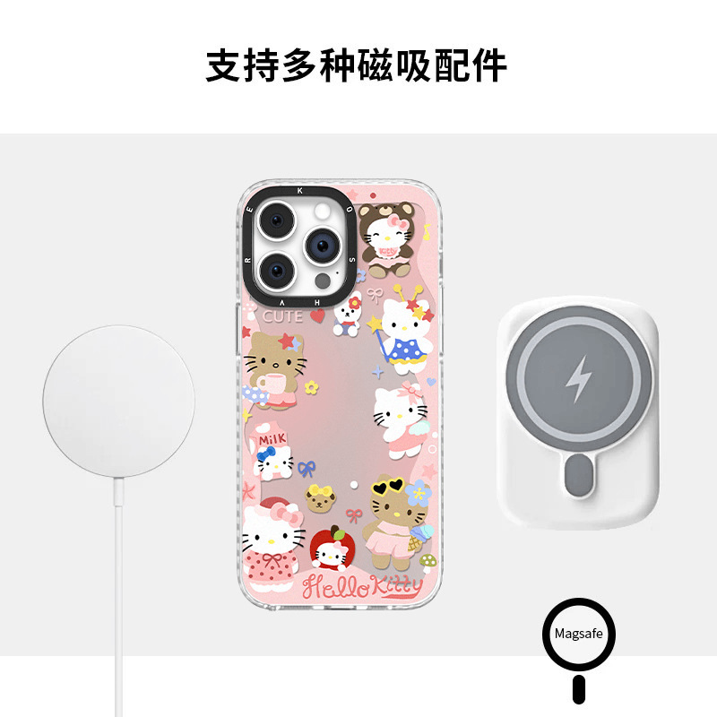フルスクリーンキティ猫 Apple 16 Yuanqi 15 携帯電話ケース iPhone14IMD 磁気ホルダー 13 かわいい 12|undefined