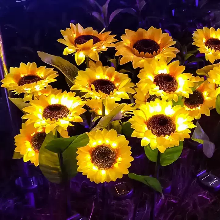 批发庭院户外太阳能灯仿真向日葵太阳花地插灯花园插地景观草坪灯