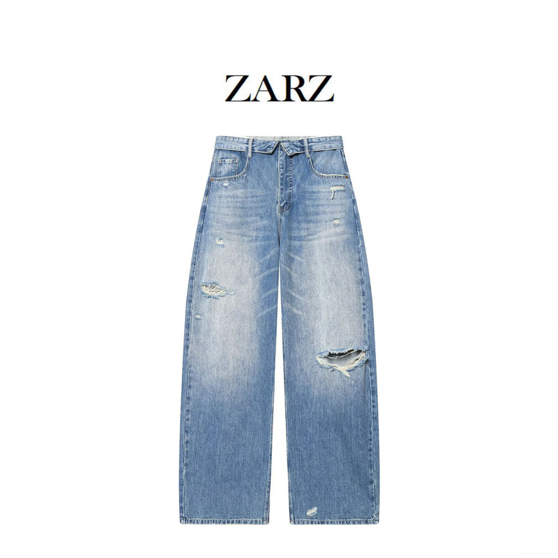 Zarz Self-Made European and American Style New Women's Clothing Classic Mid-Waist Fold-Over Waist Jeans 4730214 Zarz Self-Made European and American Style New Women's Clothing Classic Mid-Waist Fold-Over Waist Jeans 4730214