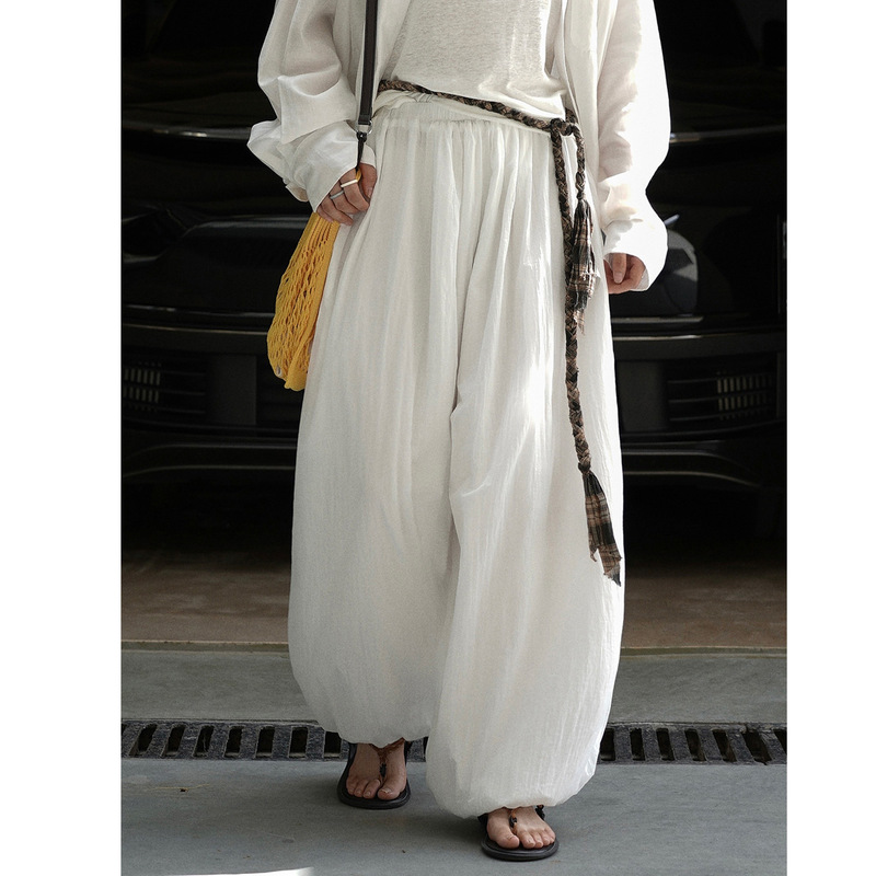 Louvre Early Autumn New Japanese Style Yamamoto Style Sheer Silhouette Balloon Pants Soft Comfortable Slimming Long Pants for Women