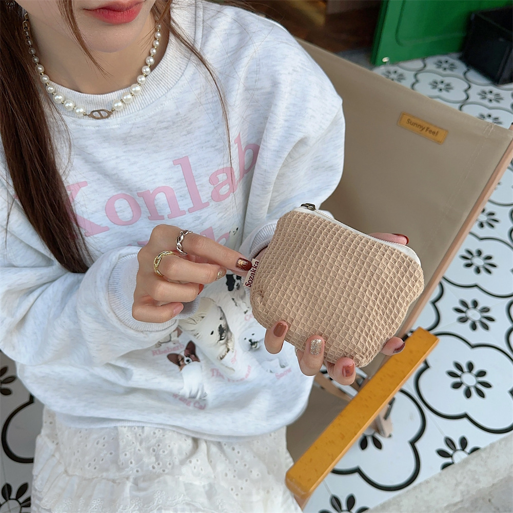 310173 Wafers Checkered Small Item Storage Bag, Portable small Bag, Lipstick Cushion Key, Lipstick Makeup Bag undefined