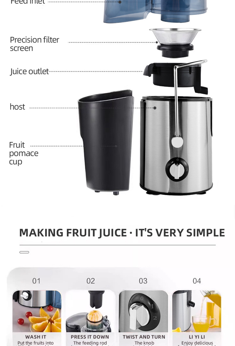 Centrifugal Juicer Machine Stainless Steel For Fruit And Veggie_voghion.com