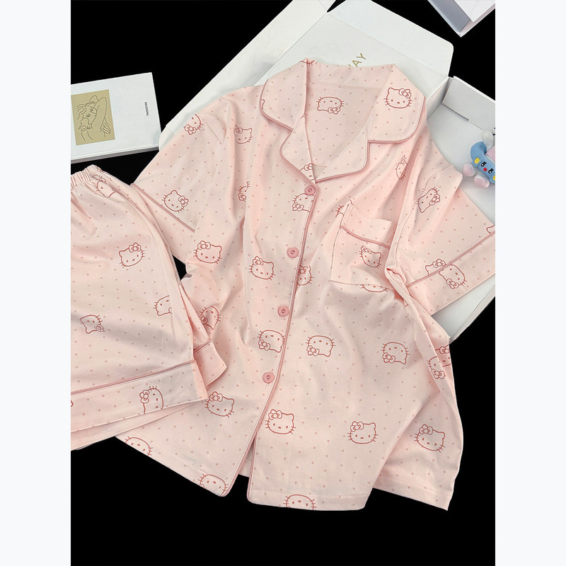 2026 New Style Pajamas for Women, Summer Pure Cotton Short-Sleeved Loose-Fitting High-End Cotton Silk Home Clothes for Small People in Spring & Fall 2026 New Style Pajamas for Women, Summer Pure Cotton Short-Sleeved Loose-Fitting High-End Cotton Silk Home Clothes for Small People in Spring & Fall