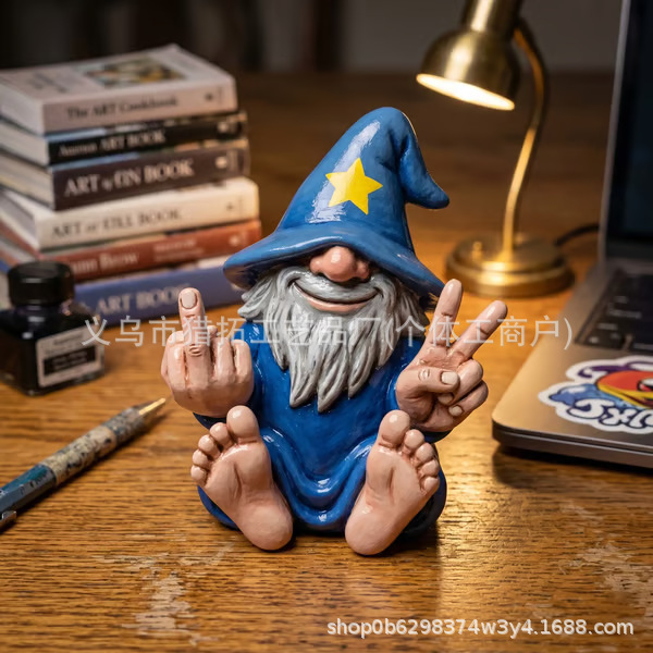 Cross-Border New Product Sassy Wizard Gnome Figurine Playful Wizard Gnome Ornament
