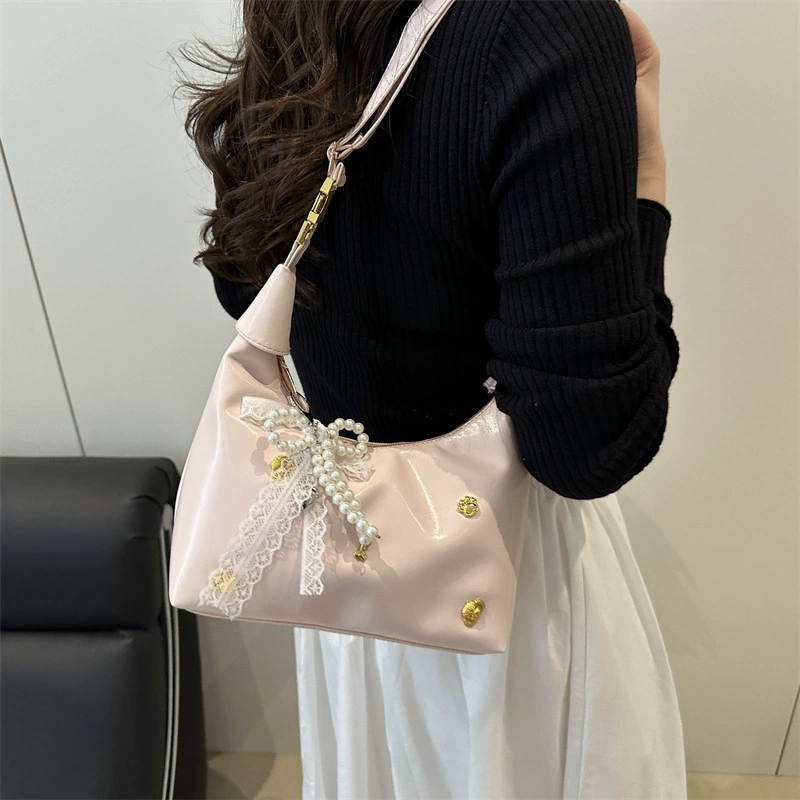 Fashionable shoulder bag, cute one-shoulder bag with bow, Korean style, western style