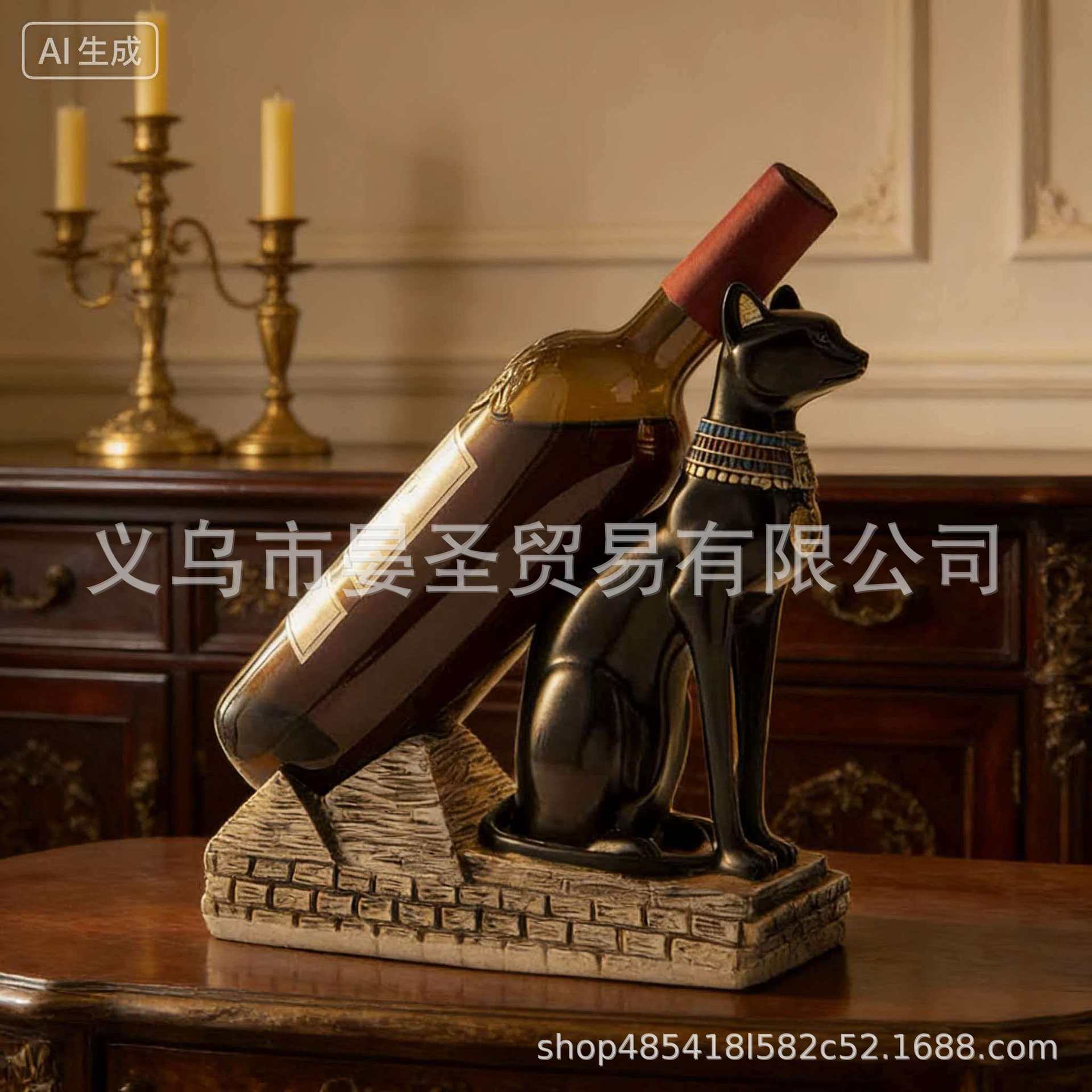 Transfronterizos egipcios mejores gatos estantes de vino Anubis Dios estantes de vino bar ornamentos artesanos