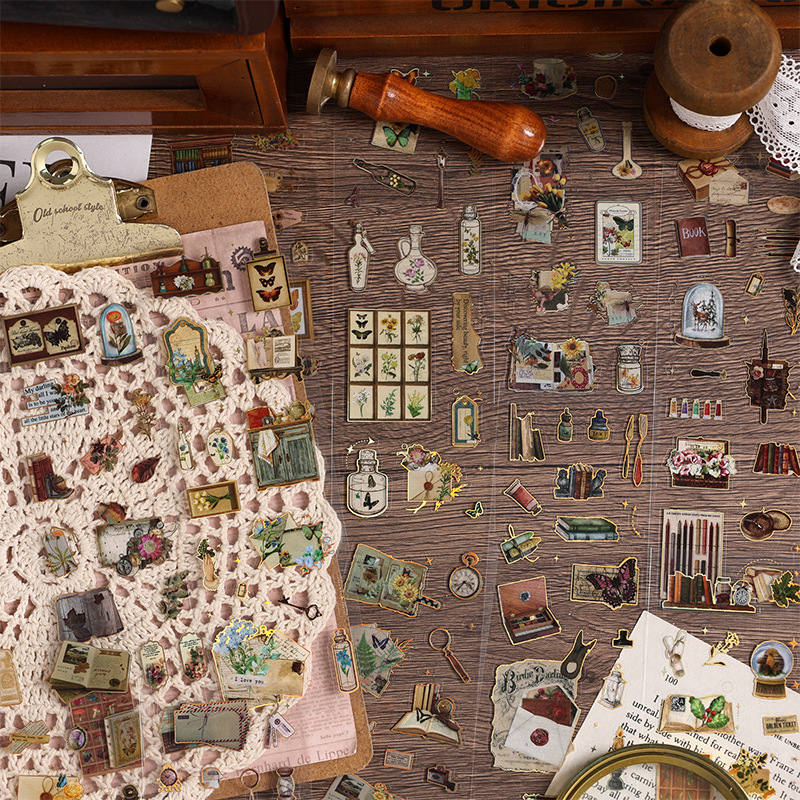 Cuento medieval láser transparente impermeable mascota pegatinas diarias diarias materiales decorativos pegatinas de papelería retro