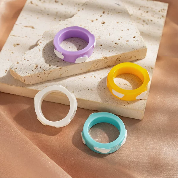 European and American cloud resin ring wholesale female color fresh sweet color matching fashion cross-border ring ring ins style