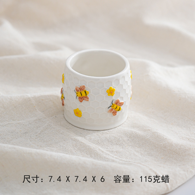 Suministro transfronterizo de nuevos patrones de frutas de cerámica aromática taza de cera dibujada a mano simple contenedor de velas frescas