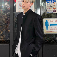 中山服のコートの男性秋冬のファッションブランドのごろつきのハンサムなスーツのジャケットの新しい中国式の冷たい系の高級感のカジュアルなスーツ