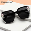 The new frameless cutting edge handmade diamond AB fashion glasses personality swing shooting concave shading sunglasses sunglasses