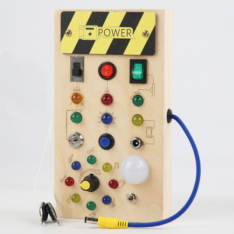 Tablero ocupado de madera para niños interruptor de luz placa de circuito kindergarten habilidades para la vida acción fina educación temprana juguetes educativos