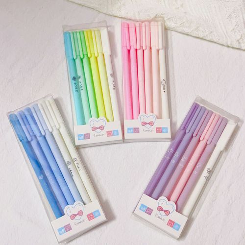 Boxed Morandi colored pens, gel pens, 6-piece set, student stationery, exam pens, office supplies, black signature pens