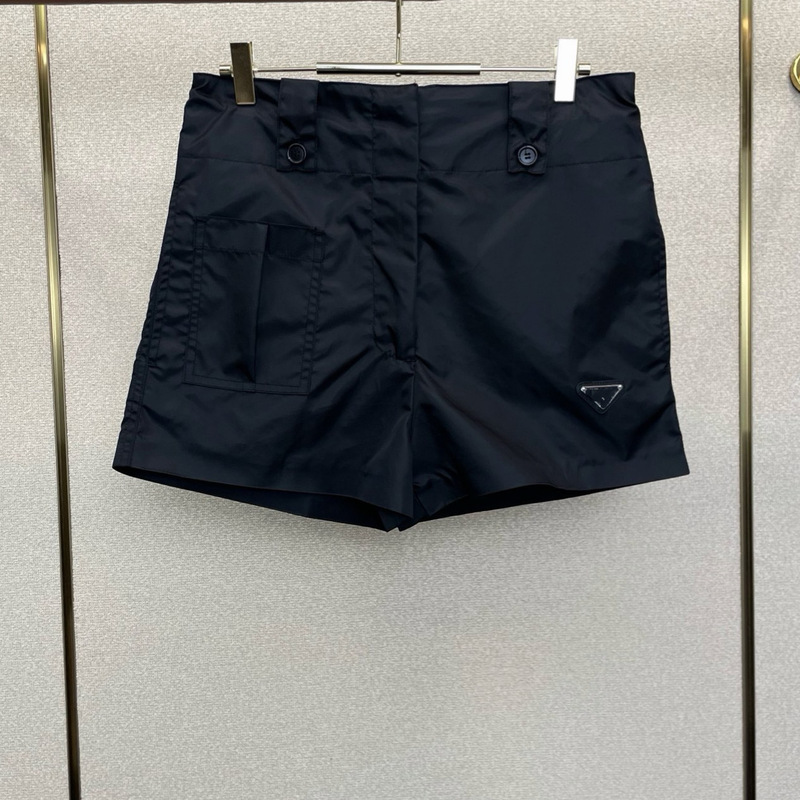 Summer New Casual Fashion Women's Multi-Pocket Shorts with Triangle Logo on the Hem