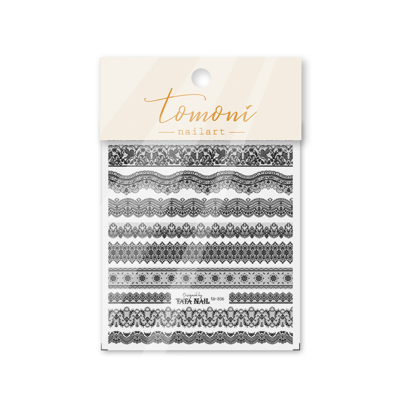 2021 temporada de bodas japonés ins pegatinas de encaje de uñas en blanco y negro nupcial de uñas boda ultrafina con adhesivos de lujo adhesivos