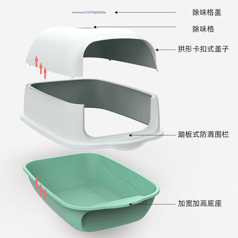 猫砂盆全密閉型猫トイレ超大型脱臭防止外はね砂付き小猫砂糞盆猫用品|undefined