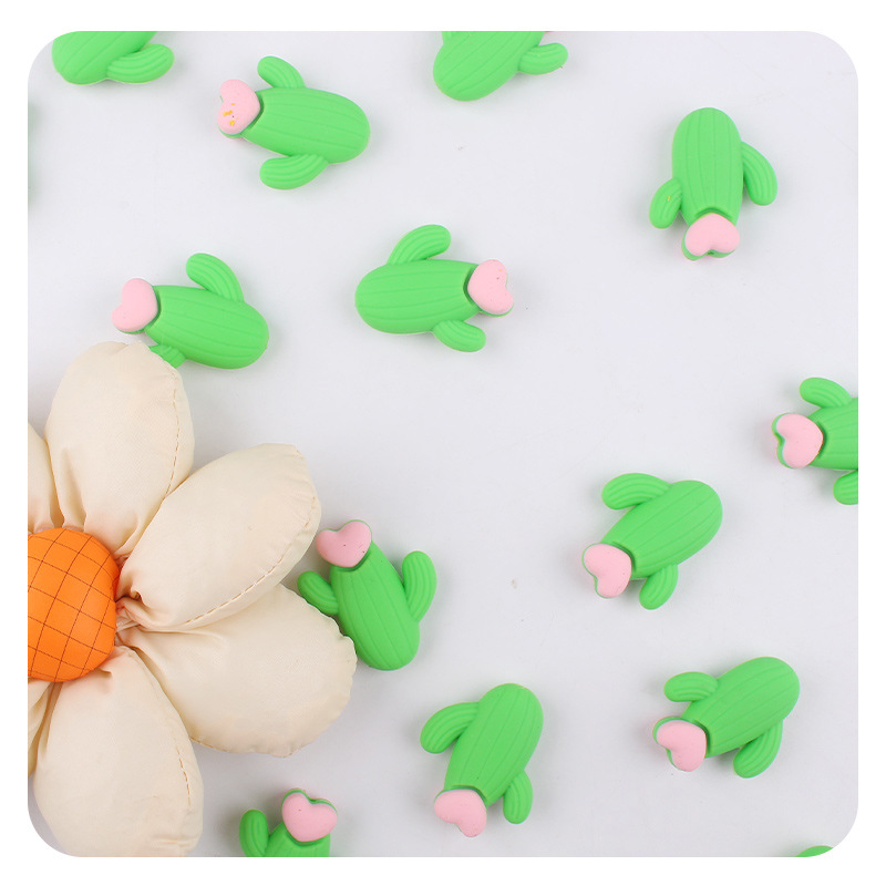 Amazon nuevo bebé dibujos animados estereoscópicos cactus dientes de goma joyería creativa DIY accesorios de cadena de tetas