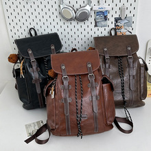 外贸时尚英伦风休闲双肩包2025新款大容量复古潮户外男士旅行背包