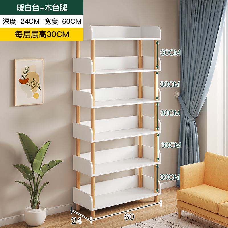 Estantería simple piso de madera maciza pierna de almacenamiento de múltiples capas dormitorio rack de almacenamiento sala de estar estante de exhibición hogar pequeña estantería