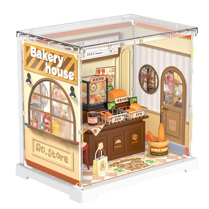 Rollife Ruo Lai Super World Store Mini Cabaña de bricolaje Rompecabezas tridimensional hecho a mano Modelo de casa Juguetes