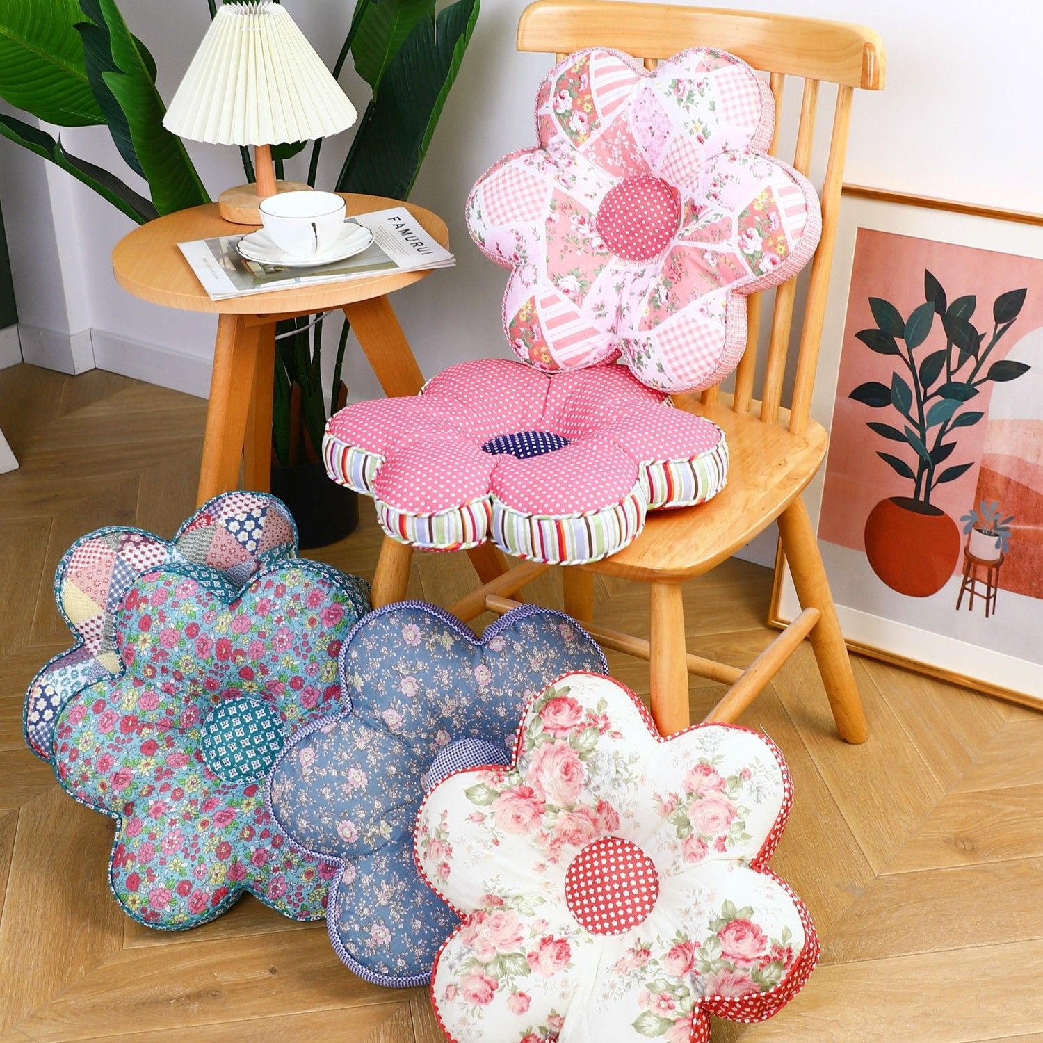 韩版梅花抱枕全棉办公室用午睡枕趴睡枕女生卧室飘窗榻榻米坐垫