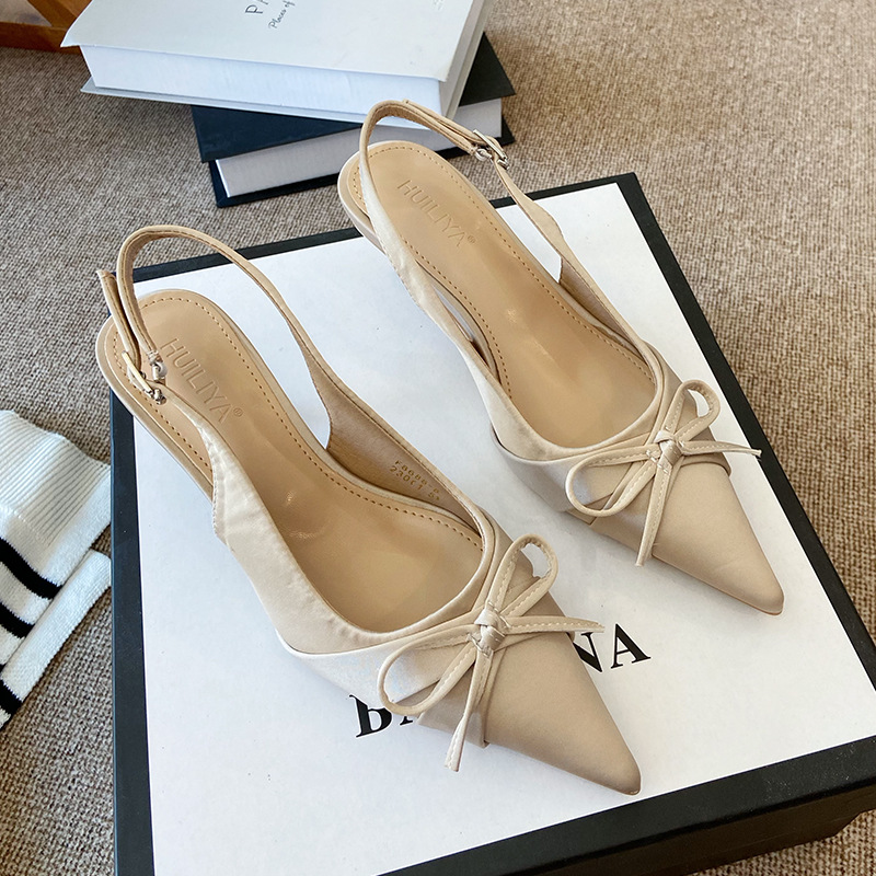sense Low Heel High Heel Women's Shoes 2025 Summer New Closed Mouth Backless High-end Pointed Head Fine Heel Women's Shoes Fashion Exquisite_voghion.com